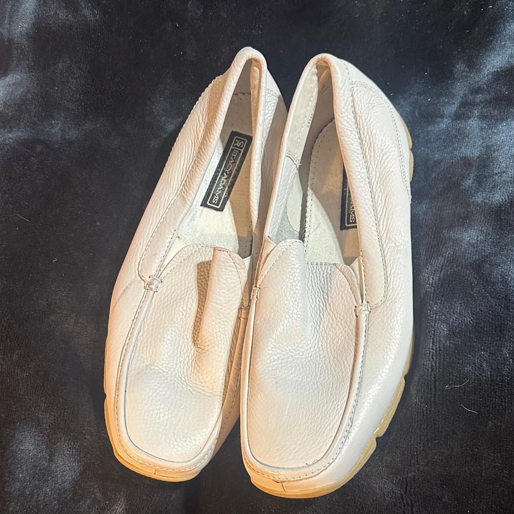 Stacy Adams size 13 White Leather Slip-On Loafers
